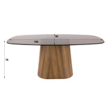 Dining table - Danish oval dining table brown smoked glass oak - Thor look frame 180 cm - Dimehouse