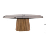 Dining table - Danish oval dining table brown smoked glass oak - Thor look frame 215 cm - Dimehouse