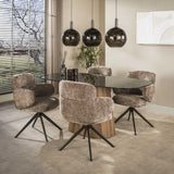Dining table - Danish oval dining table brown smoked glass oak - Thor look frame 215 cm - Dimehouse