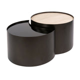 Coffee tables - Set of 2 coffee tables Moony – metal frame & ceramic travertine look and glass - Dimehouse