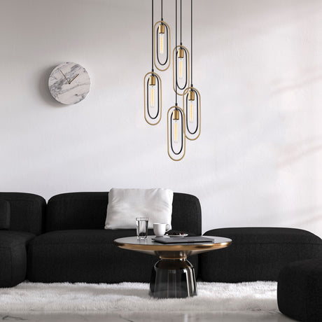 Hanging lamps - Hanging lamp 5 - lights Black Gold Metal Dune - Dimehouse
