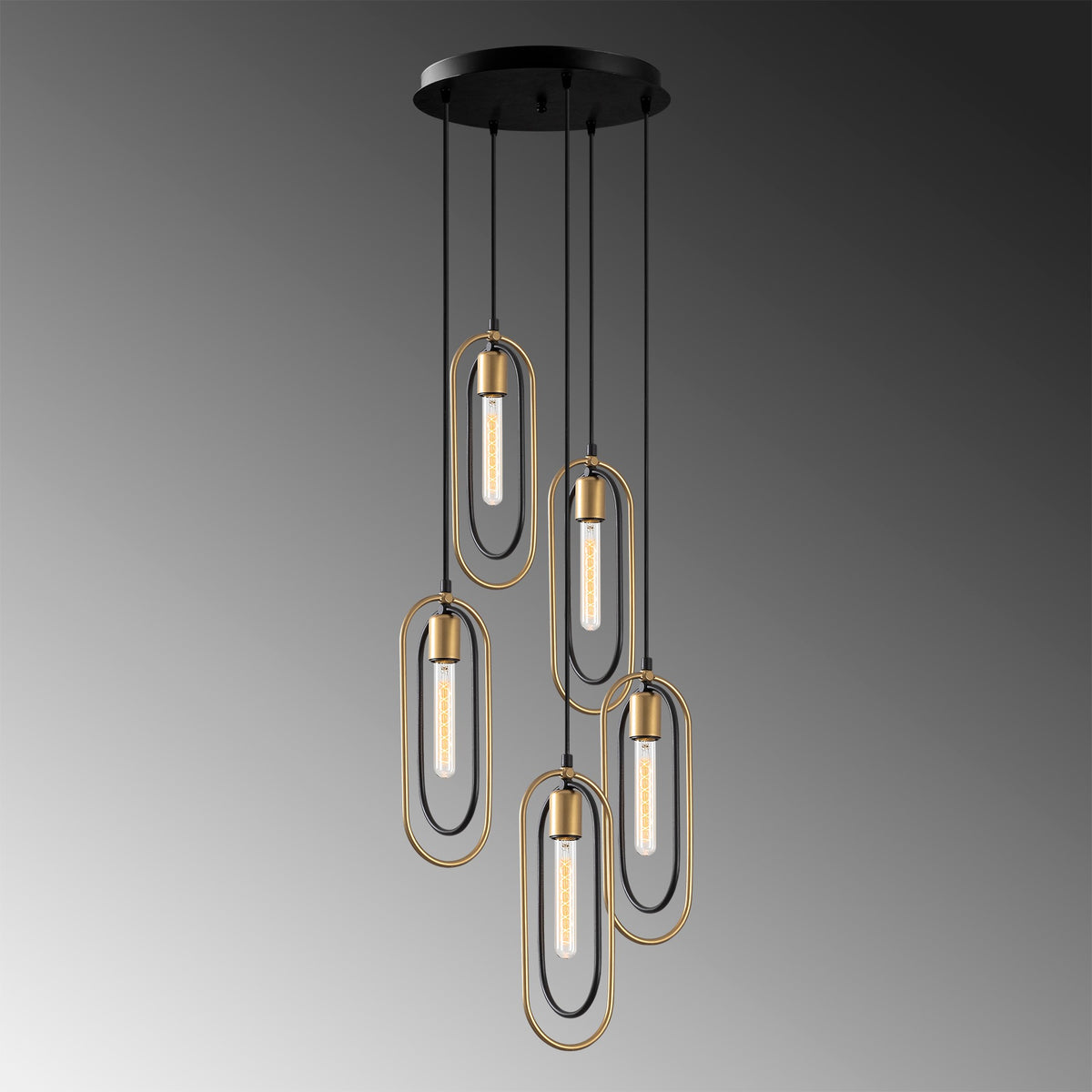 Hanging lamps - Hanging lamp 5 - lights Black Gold Metal Dune - Dimehouse