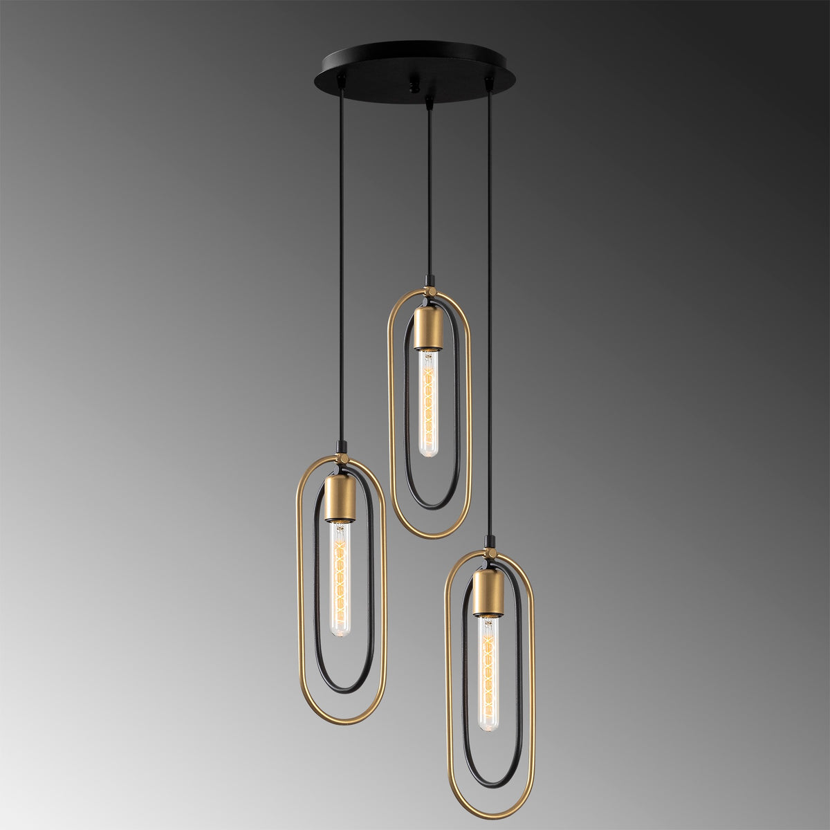 Hanging lamps - Hanging lamp 3 - lights Black Gold Metal Dune - Dimehouse