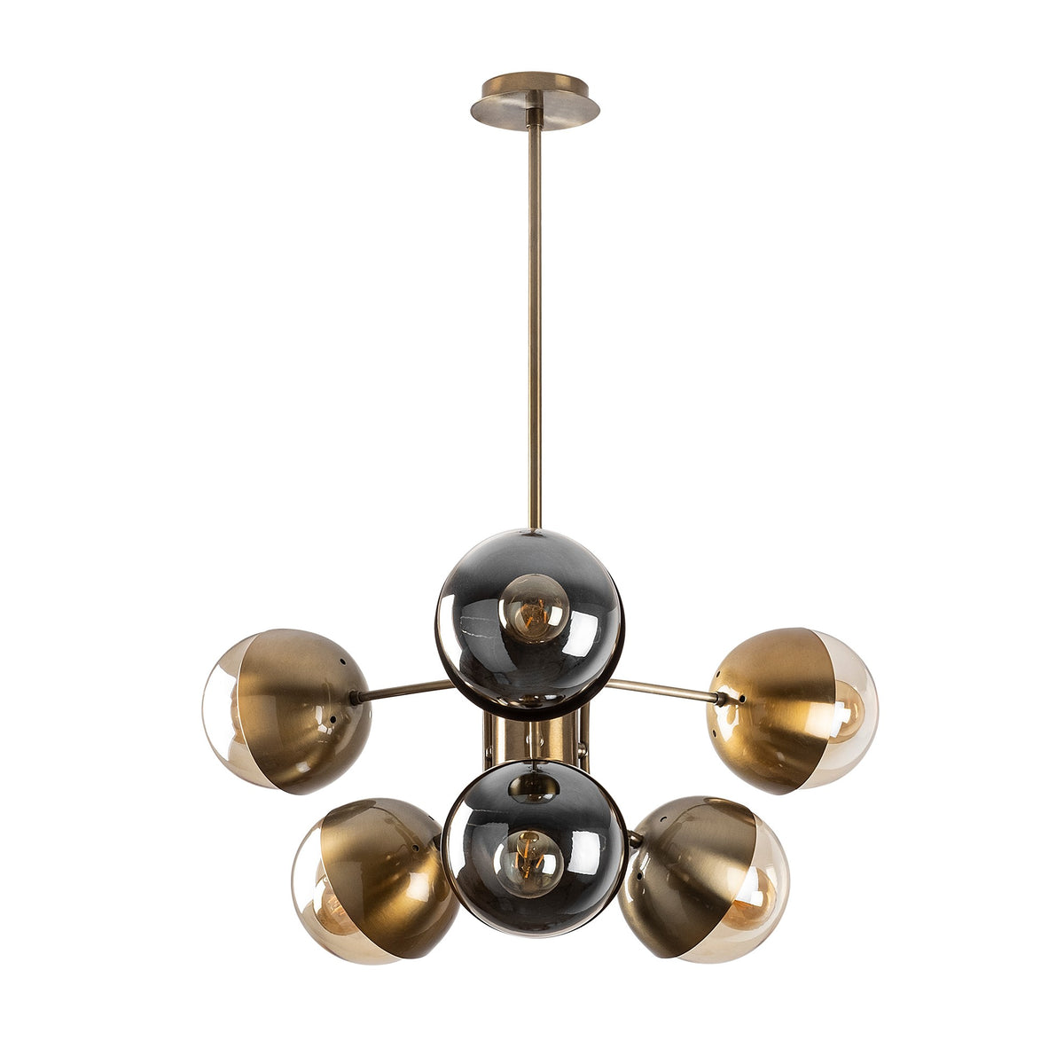 Hanging lamps - Hanging lamp 10 - light Bronze-colored Glass Carina - Dimehouse