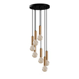 Hanging lamps - Hanging lamp 7 - light Stepped Bronze-coloured Metal Scarlet - Dimehouse