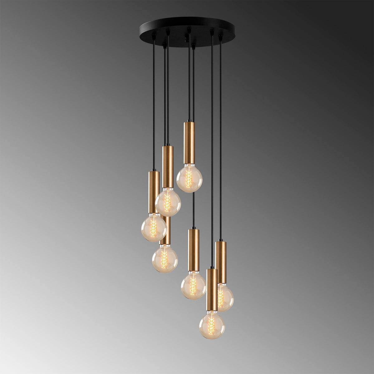Hanging lamps - Hanging lamp 7 - light Stepped Bronze-coloured Metal Scarlet - Dimehouse