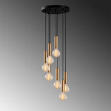 Hanging lamps - Hanging lamp 7 - light Stepped Bronze-coloured Metal Scarlet - Dimehouse