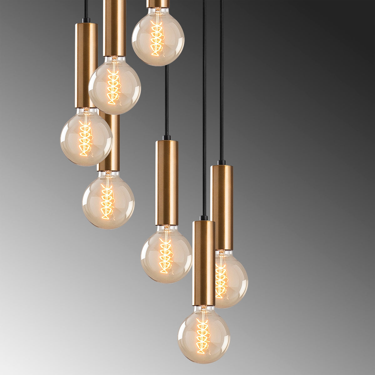 Hanging lamps - Hanging lamp 7 - light Stepped Bronze-coloured Metal Scarlet - Dimehouse