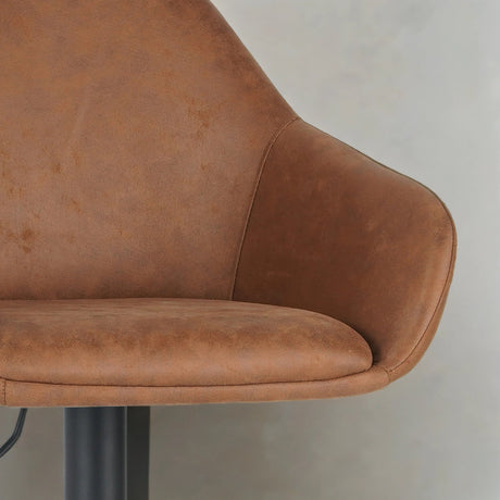 Bar Stools - Venom Bar Stool Cognac Eco - leather - Adjustable Swivel Bar Chair with Armrest - Dimehouse