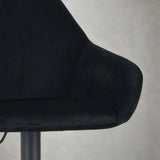 Bar Stools - Venom Bar Stool Black Velvet - Adjustable Swivel Bar Chair with Armrest - Dimehouse