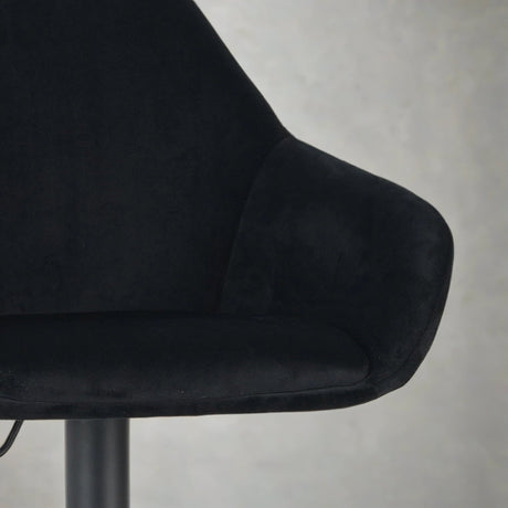 Bar Stools - Venom Bar Stool Black Velvet - Adjustable Swivel Bar Chair with Armrest - Dimehouse