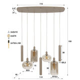 Hanging lamp - Hanging lamp Sera 7 - light beige metal amber glass - Dimehouse