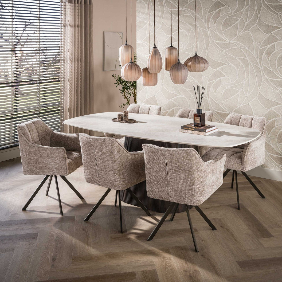 Hanging lamps - Hanging lamp 7 - light brown frosted glass Arda - Dimehouse