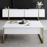 TV Furniture - TV Furniture Luxury White Gold Melamine 180x50x30 cm - Dimehouse