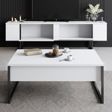 TV Furniture - TV Furniture Luxury White Black Melamine 180x50x30 cm - Dimehouse