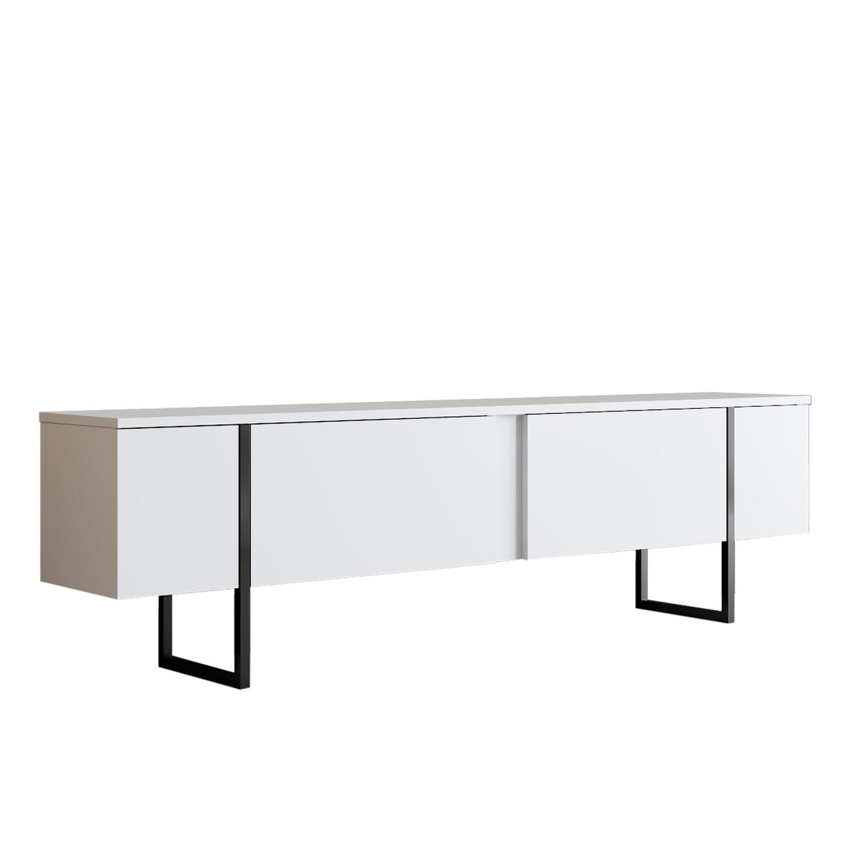 TV Furniture - TV Furniture Luxury White Black Melamine 180x50x30 cm - Dimehouse