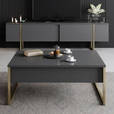 Coffee Tables - Rectangular Coffee Table Anthracite Luxury 90x60 - Golden Frame - Dimehouse