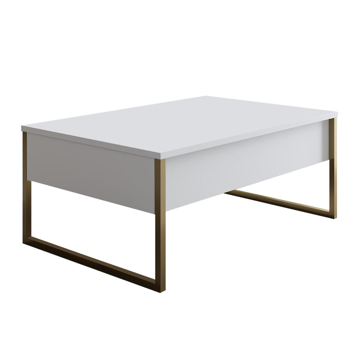 Coffee Tables - Rectangular Coffee Table White Luxury 90x60 - Golden Frame - Dimehouse