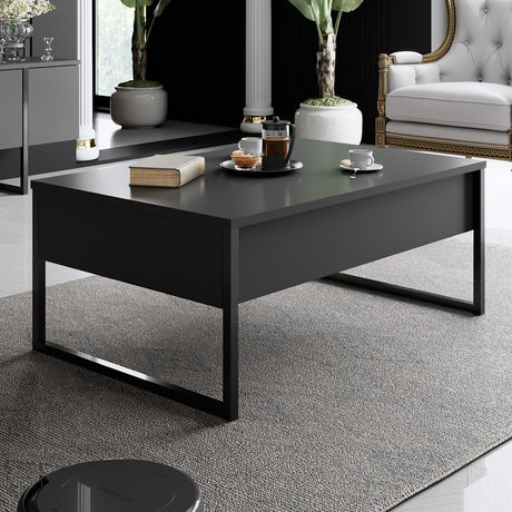 Coffee Tables - Rectangular Coffee Table Anthracite Luxury 90x60 - Black Frame - Dimehouse
