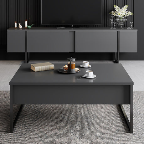 Coffee Tables - Rectangular Coffee Table Anthracite Luxury 90x60 - Black Frame - Dimehouse