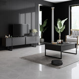 Coffee Tables - Rectangular Coffee Table Anthracite Luxury 90x60 - Black Frame - Dimehouse