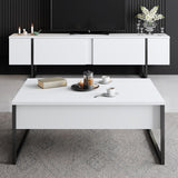 Coffee Tables - Rectangular Coffee Table White Luxury 90x60 - Black Frame - Dimehouse