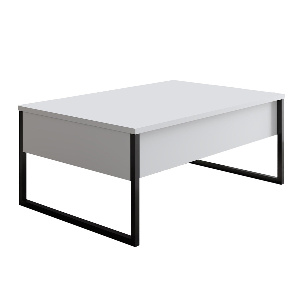 Coffee Tables - Rectangular Coffee Table White Luxury 90x60 - Black Frame - Dimehouse