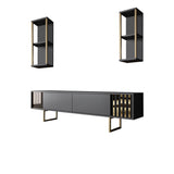 TV Furniture - TV Furniture Set Gold Line Anthracite Black Melamine 180x48x30 cm - Dimehouse