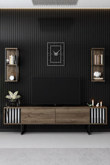 Furniture sets - Furniture set Walnut - Black - Chrome Line - Coffee table + TV Furniture - Dimehouse