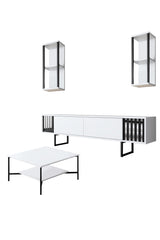 Furniture sets - Furniture set White - Black - Chrome Line - Coffee table + TV Furniture - Dimehouse