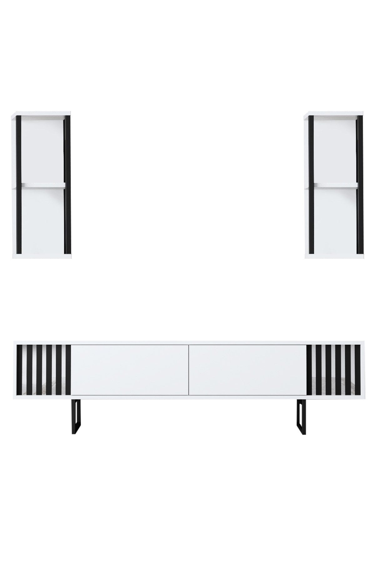 Furniture sets - Furniture set White - Black - Chrome Line - Coffee table + TV Furniture - Dimehouse