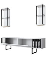 Furniture sets - Furniture set White - Black - Chrome Line - Coffee table + TV Furniture - Dimehouse