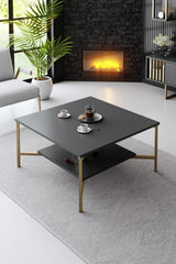 Furniture sets - Furniture set Anthracite - Gold - Gold Line - Coffee table + TV Furniture - Dimehouse