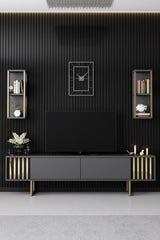 Furniture sets - Furniture set Anthracite - Gold - Gold Line - Coffee table + TV Furniture - Dimehouse