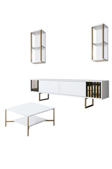 Furniture sets - Furniture set White - Gold - Gold Line - Coffee table + TV Furniture - Dimehouse