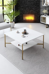 Furniture sets - Furniture set White - Gold - Gold Line - Coffee table + TV Furniture - Dimehouse