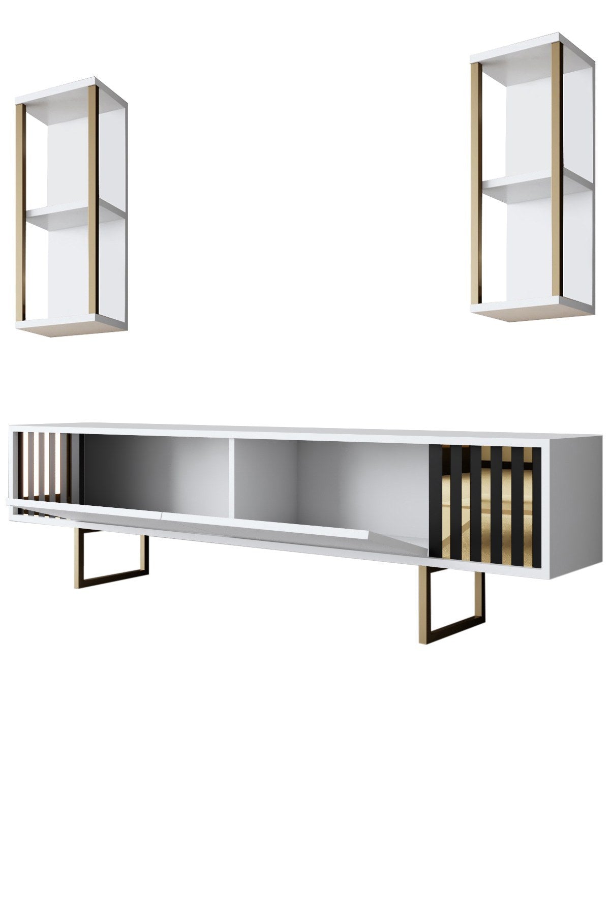 Furniture sets - Furniture set White - Gold - Gold Line - Coffee table + TV Furniture - Dimehouse
