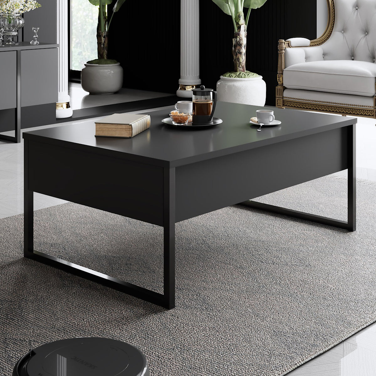 Furniture Sets - Furniture Set Anthracite Luxury - Coffee Table + TV Furniture - Black Frame - Dimehouse