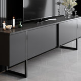 Furniture Sets - Furniture Set Anthracite Luxury - Coffee Table + TV Furniture - Black Frame - Dimehouse