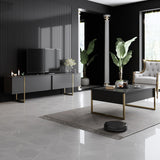 Furniture Sets - Furniture Set Anthracite Luxury - Coffee Table + TV Furniture - Golden Frame - Dimehouse