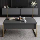 Furniture Sets - Furniture Set Anthracite Luxury - Coffee Table + TV Furniture - Golden Frame - Dimehouse