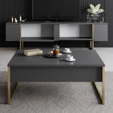 Furniture Sets - Furniture Set Anthracite Luxury - Coffee Table + TV Furniture - Golden Frame - Dimehouse