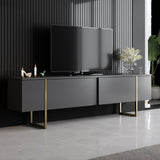 Furniture Sets - Furniture Set Anthracite Luxury - Coffee Table + TV Furniture - Golden Frame - Dimehouse