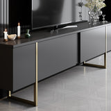 Furniture Sets - Furniture Set Anthracite Luxury - Coffee Table + TV Furniture - Golden Frame - Dimehouse