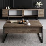 Furniture Sets - Furniture Set Walnut Luxury - Coffee Table + TV Furniture - Black Frame - Dimehouse