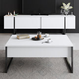 Furniture Sets - Furniture Set White Luxury - Coffee Table + TV Furniture - Black Frame - Dimehouse
