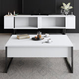Furniture Sets - Furniture Set White Luxury - Coffee Table + TV Furniture - Black Frame - Dimehouse