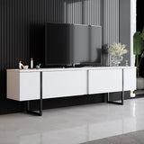 Furniture Sets - Furniture Set White Luxury - Coffee Table + TV Furniture - Black Frame - Dimehouse