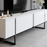 Furniture Sets - Furniture Set White Luxury - Coffee Table + TV Furniture - Black Frame - Dimehouse