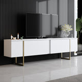 Furniture Sets - Furniture Set White Luxury - Coffee Table + TV Furniture - Golden Frame - Dimehouse